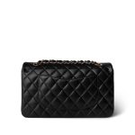 21B Black Lambskin Quilted Classic Flap Medium Rose Gold Hardware - Image 7