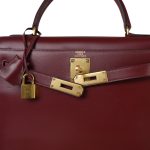 Kelly Sellier 28 Rouge H Box Calfskin Gold Plated L Circle Stamp - Image 9