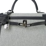 Kelly Sellier 25 Noir Écru Swift Toile Palladium Plated B Stamp - Image 9