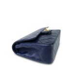 Navy Lambskin Quilted Classic Flap Small Gold Hardware - Image 9