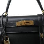 Kelly 28 Sellier Black Box Calfskin Gold Plated Z Circle Stamp - Image 2