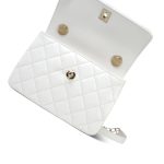 24C White Lambskin Quilted Lacquered Trendy CC Mini Light Gold Hardware - Image 14