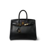 Birkin 35 Black Ardennes Gold Plated [A] Stamp - Image 7