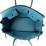 Birkin 25 Blue Jean Togo Palladium Plated B Stamp - Image 14
