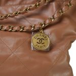 Caramel Calfskin Quilted Medium 22 Hobo Bag Aged Gold Hardware - Image 11