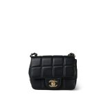 Black Lambskin Quilted Monacoco Mini Square Flap LGHW - Image 3