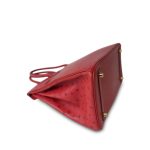 Birkin 30 Rouge Vif Ostrich Gold Plated X Stamp - Image 16