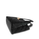 25A Black Velvet Quilted Nano Kelly Shopper Aged Gold Hardware - Image 8