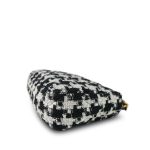Black White Ecru Houndstooth Tweed Quilted Large 19 Flap Mixed Hardware - Image 11