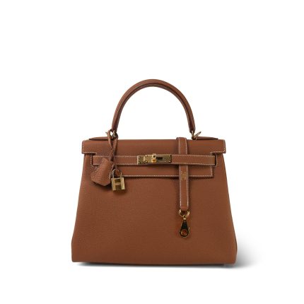 Kelly 28 Retourne Gold Veau Togo Gold Plated B Stamp