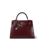 Kelly 28 Box Calfskin Rouge H Gold Plated R Circle Stamp - Image 5