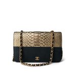 Gold Iridescent Python Black Calfskin WOC Aged Gold Hardware