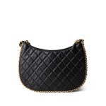23B Black Shiny Crumpled Lambskin Quilted Large CC Hobo Bag Aged Gold Hardware - Image 9