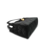 25A Black Velvet Quilted Nano Kelly Shopper Aged Gold Hardware - Image 9