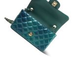 23P Multi-Tone Green Patent Quilted Mini Rectangular Flap Light Gold Hardware - Image 14