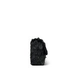 Black Lambskin Floral Satin Mini Rectangular Bag Light Gold Hardware - Image 4