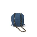 24C Blue Denim Quilted Cosmetic Pouch On Chain LGHW - Image 10
