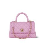 23P Lilac/ Pink Caviar Quilted Small Coco Chain Handle Aged Gold Hardware - Image 3