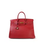 Birkin 40 Rouge Vif Ardennes Gold Plated [C] Stamp