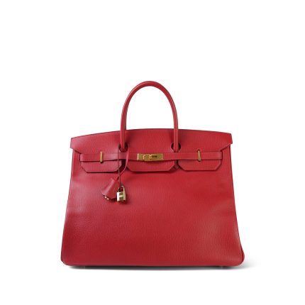 Birkin 40 Rouge Vif Ardennes Gold Plated [C] Stamp