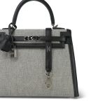 Kelly Sellier 25 Noir Écru Swift Toile Palladium Plated B Stamp - Image 7