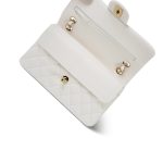 21B White Caviar Quilted Classic Flap Small Light Gold Hardware - Image 14