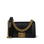 Black Boy Bag Lambskin Quilted Small Aged Gold Hardware - Image 10