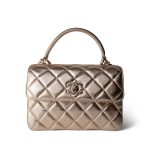 21S Gold Metallic Lambskin Quilted Trendy CC Small Light Gold Hardware - Image 13