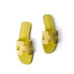 Hermès Calfskin Oran Sandals Jaune Curcuma Size 40