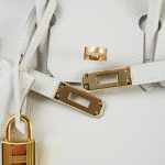 Birkin 25 Craie Veau Togo Gold Plated T Stamp - Image 4