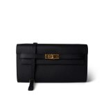Kelly Wallet To Go Black Veau Epsom Gold Plated B Stamp - Image 12