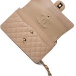 Beige Clair Caviar Quilted Classic Flap Medium Gold Hardware - Image 14