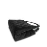 25A Black Velvet Quilted Nano Kelly Shopper Aged Gold Hardware - Image 10