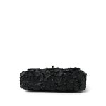 Black Lambskin Floral Satin Mini Rectangular Bag Light Gold Hardware - Image 6