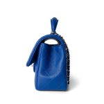 Blue Lambskin Quilted Mini Top Handle Light Gold Hardware - Image 6