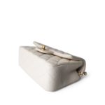 21S Ivory Caviar Quilted Mini Top Handle Antique Gold Hardware - Image 8