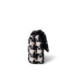 20S Black White Ecru Houndstooth Tweed Quilted Classic Flap Medium Light Gold Hardware - Image 4