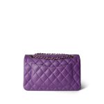 22P Purple Lambskin Quilted Classic Flap Small LGHW - Image 3