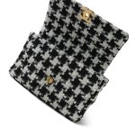Black White Ecru Houndstooth Tweed Quilted Large 19 Flap Mixed Hardware - Image 16
