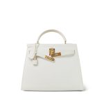 Kelly Sellier 28 White Veau Graine Gold Plated V Circle Stamp - Image 9