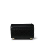 Black Lambskin Quilted Mini Vanity Chest With Handle Gold Hardware - Image 4