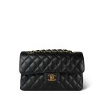 Black Caviar Quilted Small Classic Flap Gold Hardware