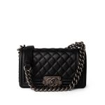 Black Boy Bag Lambskin Quilted Small Ruthenium Hardware