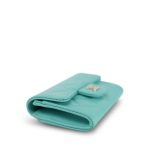 24C Turquoise Caviar Quilted Card Holder Light Gold Hardware - Image 7