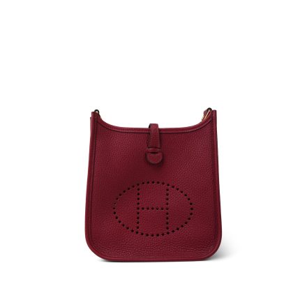 Evelyne TPM Rouge Grenat Taurillon Clemence Palladium Plated Y Stamp
