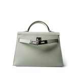 Mini Kelly Sellier Vert Fizz Epsom Palladium Plated B Stamp - Image 16