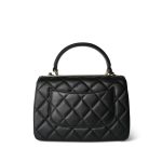 Black Lambskin Quilted Small Trendy CC Light Gold Hardware - Image 3