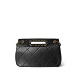 Black Lambskin Quilted A Real Catch Flap Aged Gold Hardware - Image 11