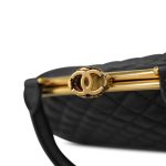 Black Calfskin Quilted Paris-Rome Colosseum Lock Frame Bag Aged Gold Hardware - Image 10