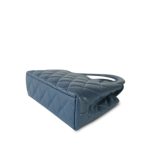 Dark Blue Shiny Aged Calfskin Quilted Nano Kelly Shopper Aged Gold Hardware - Image 6